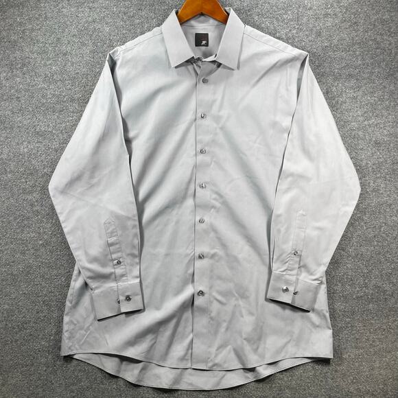 J. Ferrar Slim Fit Dress Shirt Men's XL 17-17.5 34-35 Gray Business Formal READ - Picture 1 of 13
